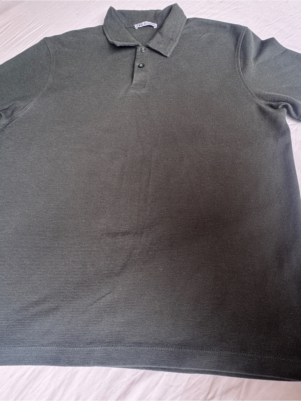 Zara Men's Dark Gray Green Polo Shirt
